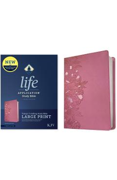 Poza produsului KJV Life Application Study Bible, Third Edition, Large Print (Red Letter, Leatherlike, Peony Pink) - Tyndale