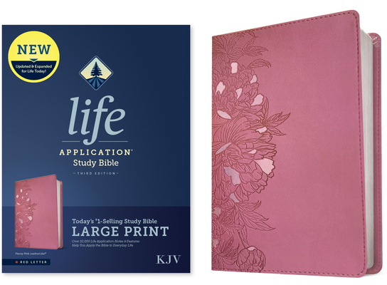KJV Life Application Study Bible, Third Edition, Large Print (Red Letter, Leatherlike, Peony Pink) - Tyndale