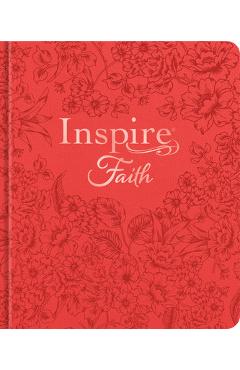 Coperta cărții 'Inspire Faith Bible Nlt, Filament-Enabled Edition (Hardcover Leatherlike, Coral Blooms): The Bible for Coloring &'