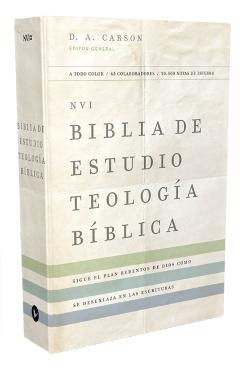 Coperta cărții 'NVI Biblia de Estudio, Teología Bíblica, Tapa Dura, Interior a Cuatro Colores: Sigue El Plan Redentor de Dios Como Se'