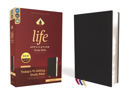 Niv, Life Application Study Bible, Third Edition, Genuine Leather, Cowhide, Black, Art Gilded Edges, Red Letter - Zondervan