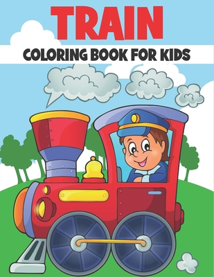 Coperta cărții 'Train Coloring Book For Kids: 50 Trains Coloring Pages - Rr Publications'