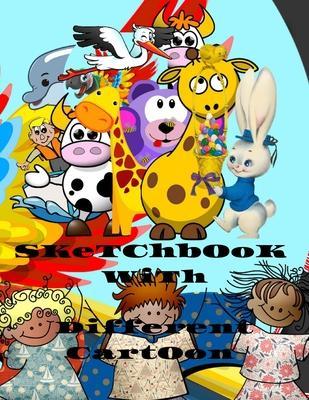 sketchbook with different cartoon: 8.5x11 inch 50 pages Drwing book Contains various graphics and extra white page for creativity in drawing different - Drawing Edition