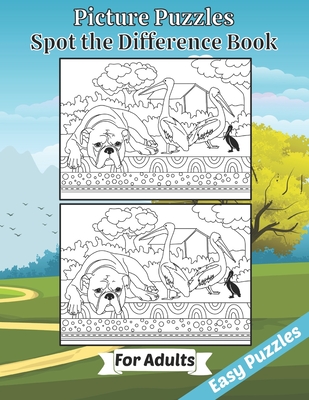 Picture Puzzles Spot the Difference Book for Adults: Easy Puzzles Book of Animals for Adult Brain Fun. Includes Solutions. Large Print Edition - Starshine