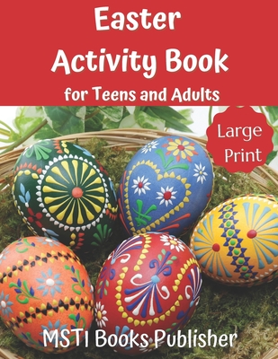 Coperta cărții 'Easter Activity Book for Teens and Adults: Large Print Easter Themed Puzzles and Brain Game: Word Search, Word'
