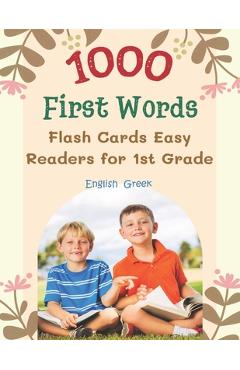 Poza produsului 1000 First Words Flash Cards Easy Readers for 1st Grade English Greek: I can read books my first flashcards of full sight word list with pictures and - Lina Kauffman