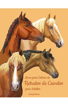 Poza produsului Livro para Colorir de Retratos de Cavalos para Adultos - Nick Snels