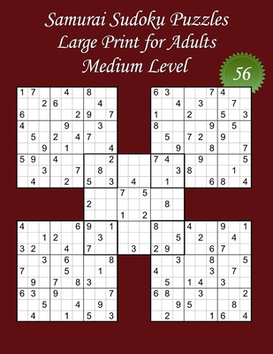 Samurai Sudoku Puzzles - Large Print for Adults - Medium Level - N56: 100 Medium Samurai Sudoku Puzzles - Big Size (8,5' x 11') and Large Print (22 p - Lanicart Books