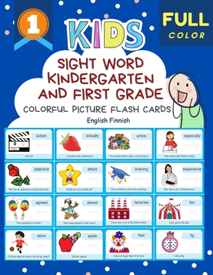 Sight Word Kindergarten and First Grade Colorful Picture Flash Cards English Finnish: Learning to read basic vocabulary card games. Improve reading co - Smart Classroom