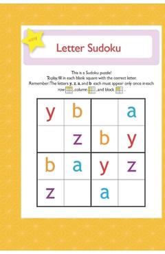 Coperta cărții 'letter suduko: mini sudoko with letters -Brain Games Book for kids - Logic Games For kids - Ibtch Art'