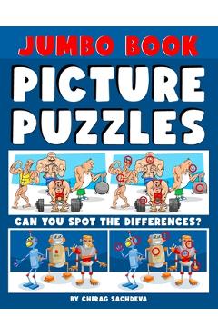 Coperta cărții 'Jumbo Book of Picture Puzzles: Picture Puzzle Spot the Differences Book for Kids & Adults, 50 Beautiful Cartoon Puzzles'