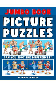 Jumbo Book of Picture Puzzles: Picture Puzzle Spot the Differences Book for Kids & Adults, 50 Beautiful Cartoon Puzzles of Artworks with Solution - F - Sachin Sachdeva