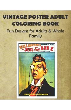 Coperta cărții 'Vintage Poster Adult Coloring Book: Fun Designs for Adults & Whole Family - Hyperamazing Publishing'