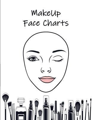 MakeUp Face Charts: Paper Practice Face Charts For Makeup Artists - Black Lotus Print