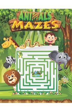 Poza produsului Animals Mazes: Book Vol 1: Activity Book Mazes Puzzles, Little Children's Nature, Mazes For Kids, Fun animals mazes to play - Carta Publishing