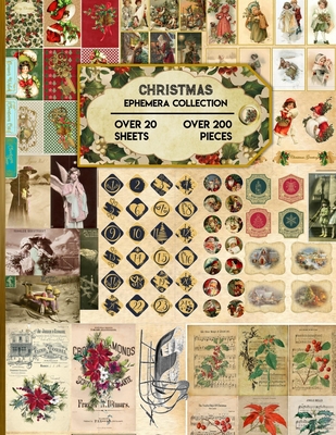 Christmas Ephemera Collection: 20 Sheets and Over 200 Vintage Ephemera Seasonal Pieces for DIY Christmas Cards, Bottle Caps, Scrapbook, Decorations a - Createit Studio