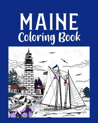Maine Coloring Book: Adult Painting on USA States Landmarks and Iconic - Paperland