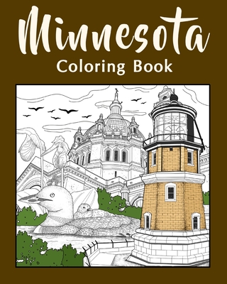 Minnesota Coloring Book: Adult Painting on USA States Landmarks and Iconic, Stress Relief Activity - Paperland