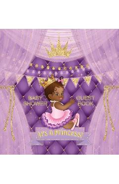 Poza produsului It's a Princess: Baby Shower Guest Book with African American Royal Black Girl Purple Theme, Wishes and Advice for Baby, Personalized w - Casiope Tamore