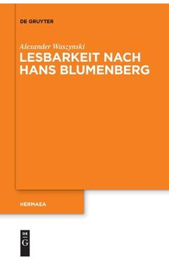 Coperta cărții 'Lesbarkeit nach Hans Blumenberg - Alexander Waszynski'