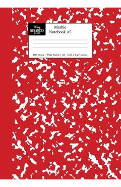 Poza produsului Marble Notebook A5: Red Marble Wide Ruled Journal - Young Dreamers Press