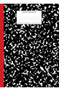 Marble Notebook A4: Black and Red Spine College Ruled Journal - Young Dreamers Press