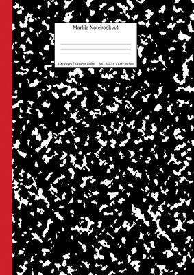 Marble Notebook A4: Black and Red Spine College Ruled Journal - Young Dreamers Press