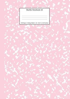 Marble Notebook A4: Pastel Pink College Ruled Journal - Young Dreamers Press