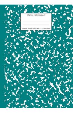 Poza produsului Marble Notebook A4: Teal Marble College Ruled Journal - Young Dreamers Press