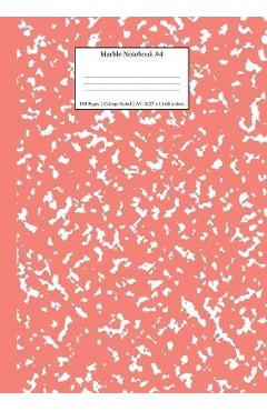 Poza produsului Marble Notebook A4: Coral Pink Marble College Ruled Journal - Young Dreamers Press