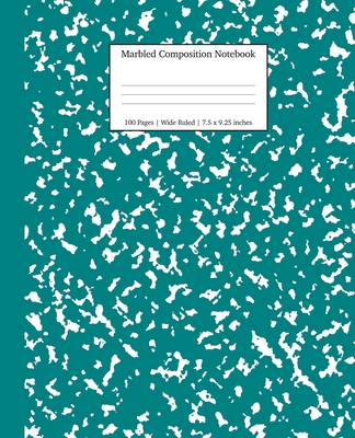 Marbled Composition Notebook: Teal Marble Wide Ruled Paper Subject Book - Young Dreamers Press