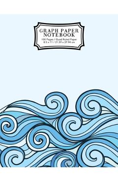 Poza produsului Graph Paper Notebook: Blue Waves Drawing Grid Paper Composition Notebook, Graphing Paper, Quad Ruled - Young Dreamers Press