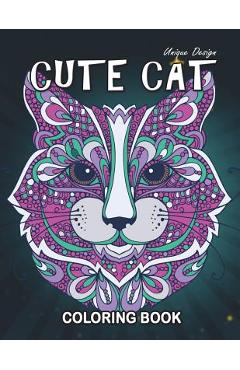 Coperta cărții 'Cute Cat Coloring Book: Stress Relieving Design for Girls, Teen and Adults Coloring Book Easy to Color - Origami'