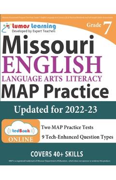 Coperta cărții 'Missouri Assessment Program Test Prep: Grade 7 English Language Arts Literacy (ELA) Practice Workbook and Full-length'