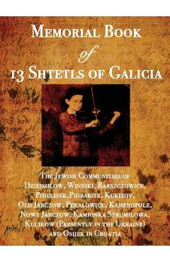 Coperta cărții 'Memorial Book of 13 Shtetls of Galicia: The Jewish Communities of Dziedzilow, Winniki, Barszczowice, Pidelisek,'