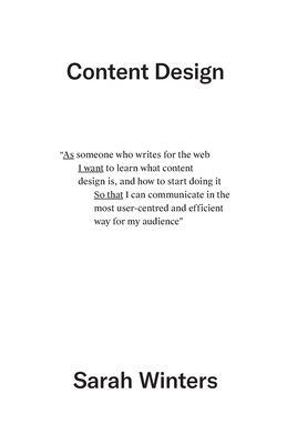 Content Design - Sarah Winters