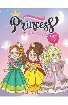 Poza produsului Princess Coloring Book for Kids Ages 4-8: Beautiful Collection of Over 50 Princess Coloring Pictures for Your Little Princes and Princesses - Leonard Davin