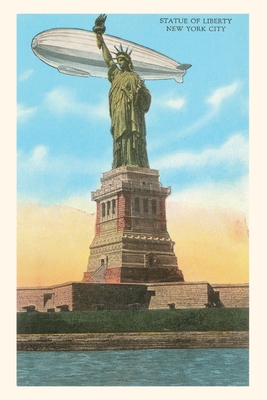 Vintage Journal Blimp and Statue of Liberty, New York City - Found Image Press