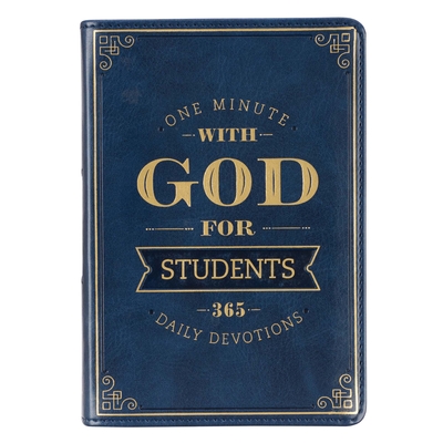 One Minute with God for Students Devotional, Navy Faux Leather Flexcover - Christian Art Gifts