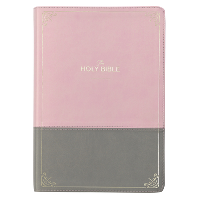 KJV Holy Bible, Super Giant Print Faux Leather Red Letter Edition - Ribbon Marker, King James Version, Pink/Gray - Christian Art Gifts