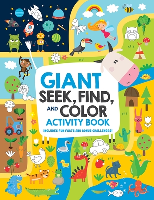 Coperta cărții 'Giant Seek, Find, and Color Activity Book: Includes Fun Facts and Bonus Challenges! - Clorophyl Editions'