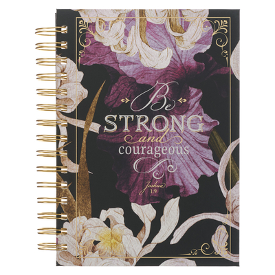 Christian Art Gifts Journal W/Scripture for Women Be Strong and Courageous Joshua 1:9 Bible Verse Plum Floral 192 Ruled Pages, Large Hardcover Noteboo - Christianart Gifts