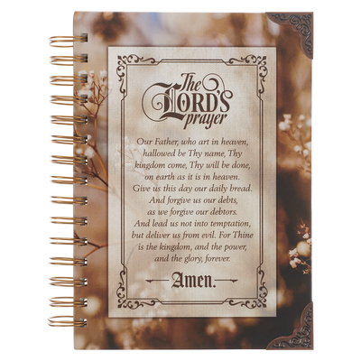 Christian Art Gifts Journal W/Scripture for Men/Women the Lord's Prayer Mathew Bible Verse Brown 192 Ruled Pages, Large Hardcover Notebook, Wire Bound - Christianart Gifts
