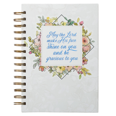 Hardcover Journal the Lord Bless You and Keep You Numbers 6:24 Bible Verse Floral Inspirational Wire Bound Notebook W/192 Lined Pages, Large - Christian Art Gifts
