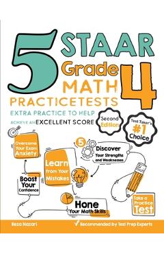 Coperta cărții '5 STAAR Grade 4 Math Practice Tests: Extra Practice to Help Achieve an Excellent Score - Reza Nazari'