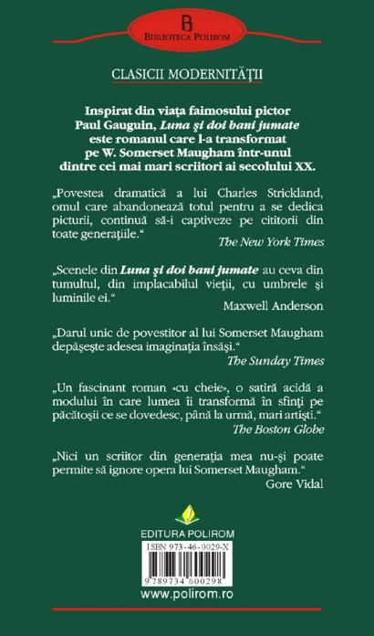 Coperta cărții 'Luna si doi bani jumate - W. Somerset Maugham'