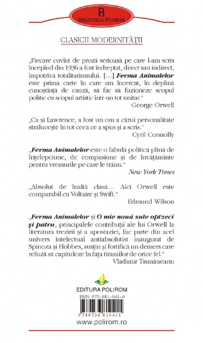 Coperta cărții 'Ferma animalelor - George Orwell'