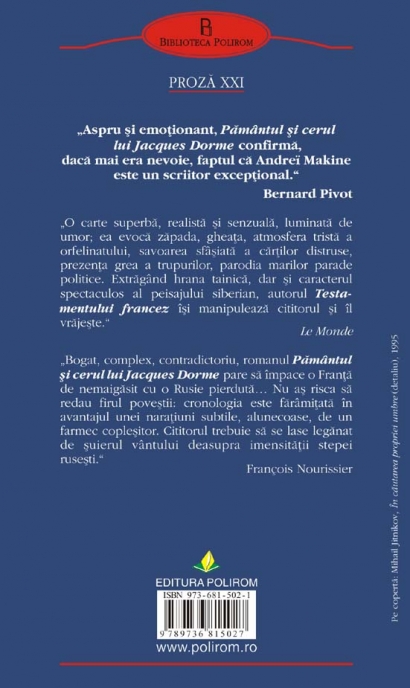 Coperta cărții 'Pamantul si cerul lui Jacques Dorme - Andrei Makine'