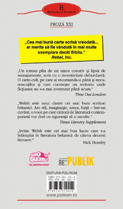 Coperta cărții 'Trainspotting - Irvine Welsh'