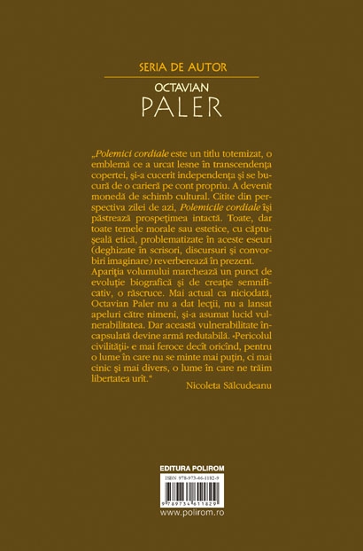 Coperta cărții 'Polemici cordiale - Octavian Paler'